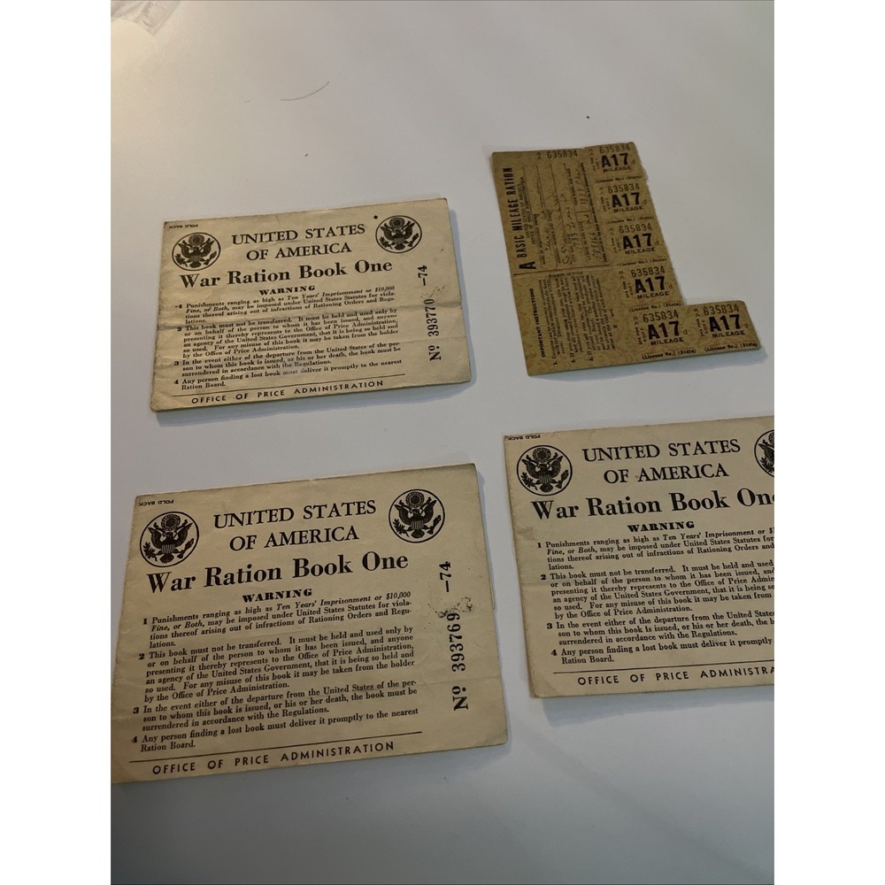 Lot Of War 4 Ration Book One used‎ Food Stamps WW2 WWII VTG